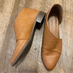 Cynthia Rowley Puck Booties Cognac Leather Sz 7.5 light brown open cut